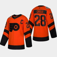 #28 Claude Giroux Flyers Coors Light 2019 Stadium Series Orange Authentic Jersey