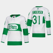 #31 Frederik Andersen St. Pats Road Authentic Player White Jersey