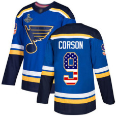 #9 Shayne Corson Blue Home Authentic USA Flag Stanley Cup Champions Stitched Hockey Jersey