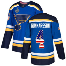 #4 Carl Gunnarsson Blue Home Authentic USA Flag 2019 Stanley Cup Final Bound Stitched Hockey Jersey