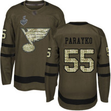 #55 Colton Parayko Green Salute to Service 2019 Stanley Cup Final Bound Stitched Hockey Jersey