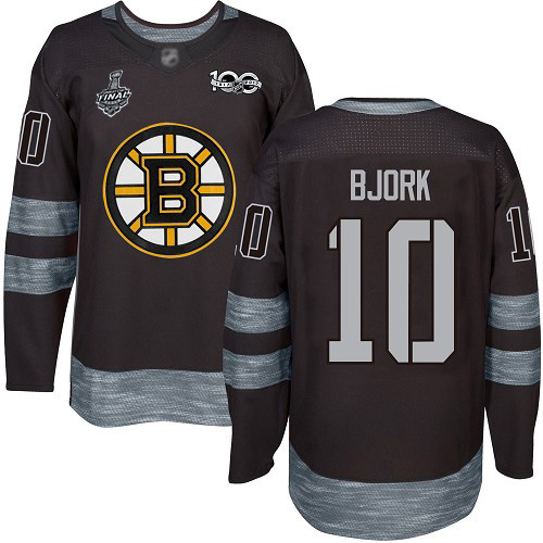 Boston Bruins No10 Anders Bjork Black 1917-2017 100th Anniversary Stitched Jersey