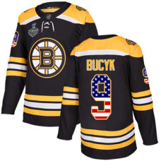 #9 Johnny Bucyk Black Home Authentic USA Flag 2019 Stanley Cup Final Bound Stitched Hockey Jersey