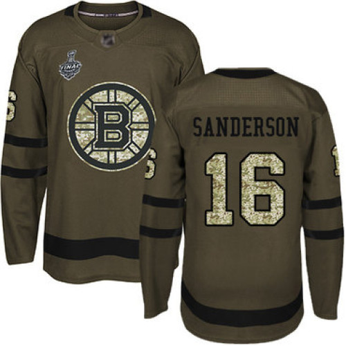 Adidas Boston Bruins No16 Derek Sanderson Green Salute to Service Stanley Cup Final Bound Stitched NHL Jersey