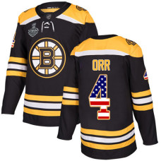 #4 Bobby Orr Black Home Authentic USA Flag 2019 Stanley Cup Final Bound Stitched Hockey Jersey