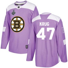 #47 Torey Krug Purple Authentic Fights Cancer 2019 Stanley Cup Final Bound Stitched Hockey Jersey
