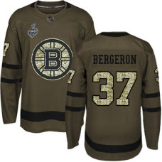 #37 Patrice Bergeron Green Salute to Service 2019 Stanley Cup Final Bound Stitched Hockey Jersey