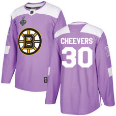 #30 Gerry Cheevers Purple Authentic Fights Cancer 2019 Stanley Cup Final Bound Stitched Hockey Jersey