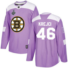 #46 David Krejci Purple Authentic Fights Cancer 2019 Stanley Cup Final Bound Stitched Hockey Jersey