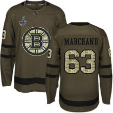#63 Brad Marchand Green Salute to Service 2019 Stanley Cup Final Bound Stitched Hockey Jersey
