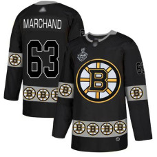#63 Brad Marchand Black Authentic Team Logo Fashion 2019 Stanley Cup Final Bound Stitched Hockey Jersey