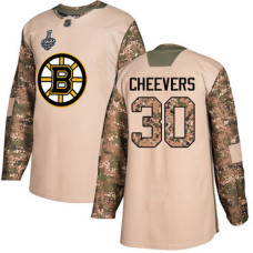 #30 Gerry Cheevers Camo Authentic 2017 Veterans Day 2019 Stanley Cup Final Bound Stitched Hockey Jersey