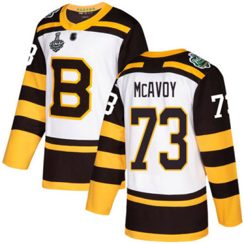 Adidas Boston Bruins No73 Charlie McAvoy White Road Authentic 2019 Stanley Cup Final Stitched NHL Jersey