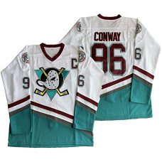 #96 Charlie Conway Mighty Movie 1995-96 White Green Ice Hockey Jerseys