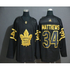 #34 Auston Matthews Black Golden Stitched Jersey