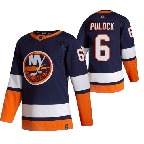 New York Islanders No6 Ryan Pulock Navy Blue Men's Adidas 2020-21 Reverse Retro Alternate NHL Jersey