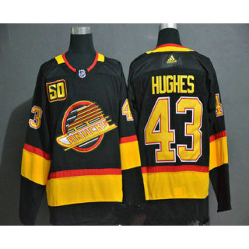 No43 Quinn Hughes Black Authentic Classic Stitched Jersey