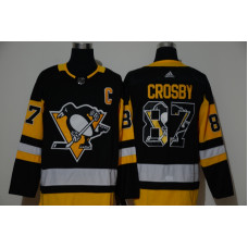 #87 Sidney Crosby Black With Team Logo Stitched Jersey