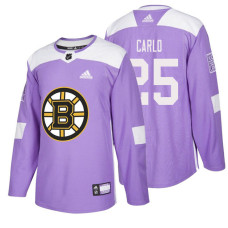#25 Brandon Carlo Purple Hockey Fights Cancer Authentic Jersey