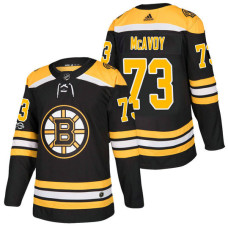 #73 Charlie McAvoy Black 2018 New Season Home Authentic Jersey With Anniversary Patch