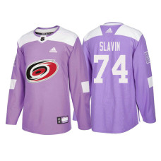 #74 Jaccob Slavin Purple 2018 Authentic Hockey Fights Cancer Jersey