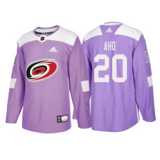 #20 Sebastian Aho Purple 2018 Authentic Hockey Fights Cancer Jersey