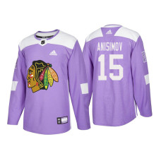 #15 Artem Anisimov Purple 2018 Authentic Hockey Fights Cancer Jersey