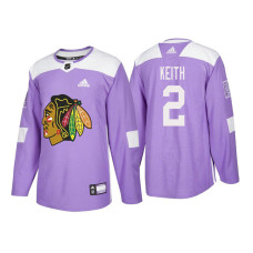 #2 Duncan Keith Purple 2018 Authentic Hockey Fights Cancer Jersey