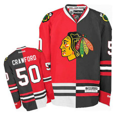 Corey Crawford #50 Red/Black Split Fashion Jersey