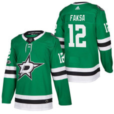 #12 Radek Faksa Green 2018 New Season Home Authentic Jersey With Anniversary Patch