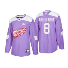 #8 Justin Abdelkader Purple 2018 Authentic Hockey Fights Cancer Jersey