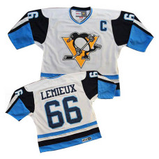 Mario Lemieux #66 White/Blue Throwback Jersey