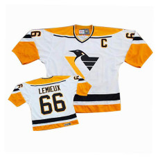 Mario Lemieux #66 White/Gold Throwback Jersey