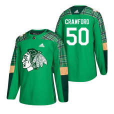 #50 Corey Crawford 2018 St. Patrick's Day Jersey Green