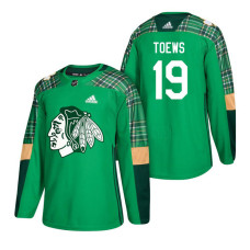 #19 Jonathan Toews 2018 St. Patrick's Day Jersey Green