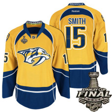 Gold Craig Smith #15 Premier Home Jersey With 2017 Stanley Cup Final Patch