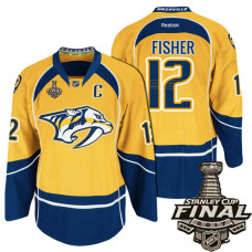 Gold Mike Fisher #12 Premier Home Jersey With 2017 Stanley Cup Final Patch