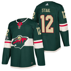 #12 Eric Staal Green 2018 New Season Home Authentic Jersey With Anniversary Patch