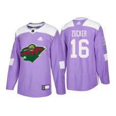 #16 Jason Zucker Purple 2018 Authentic Hockey Fights Cancer Jersey