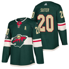 #20 Ryan Suter Green 2018 New Season Home Authentic Jersey With Anniversary Patch