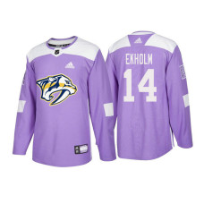 #14 Mattias Ekholm Purple 2018 Authentic Hockey Fights Cancer Jersey