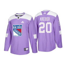 #20 Chris Kreider Purple 2018 Authentic Hockey Fights Cancer Jersey