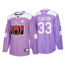 #33 Fredrik Claesson Purple 2018 Authentic Hockey Fights Cancer Jersey