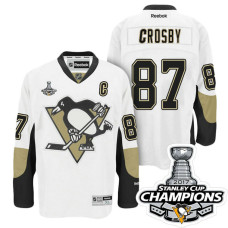 #87 Sidney Crosby White Stanley Cup Champions Away Throwback Jersey