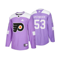 #53 Shayne Gostisbehere Purple 2018 Authentic Hockey Fights Cancer Jersey