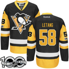 #58 Kris Letang Black 2017 Anniversary Patch Player Jersey