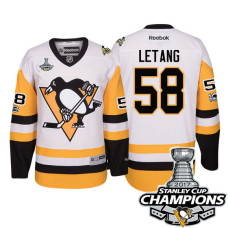 #58 Kris Letang White 2017 Stanley Cup Champions Premier Jersey