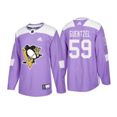 #59 Jake Guentzel Purple 2018 Authentic Hockey Fights Cancer Jersey