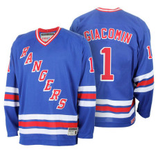 Eddie Giacomin #1 Blue Home Throwback Premier Jersey