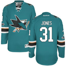 #31 Martin Jones Teal Anniversary Patch Reebok Home Premier Jersey